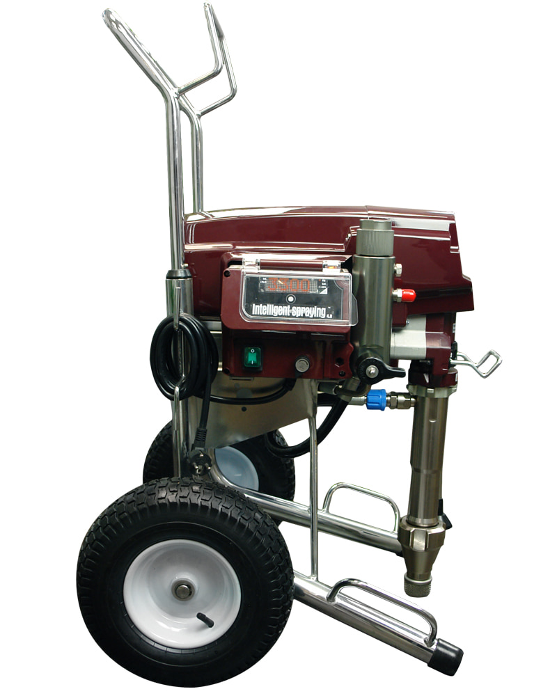 Установка безвоздушного распыления с электроприводом ATM-10PRO на колесной тележке.